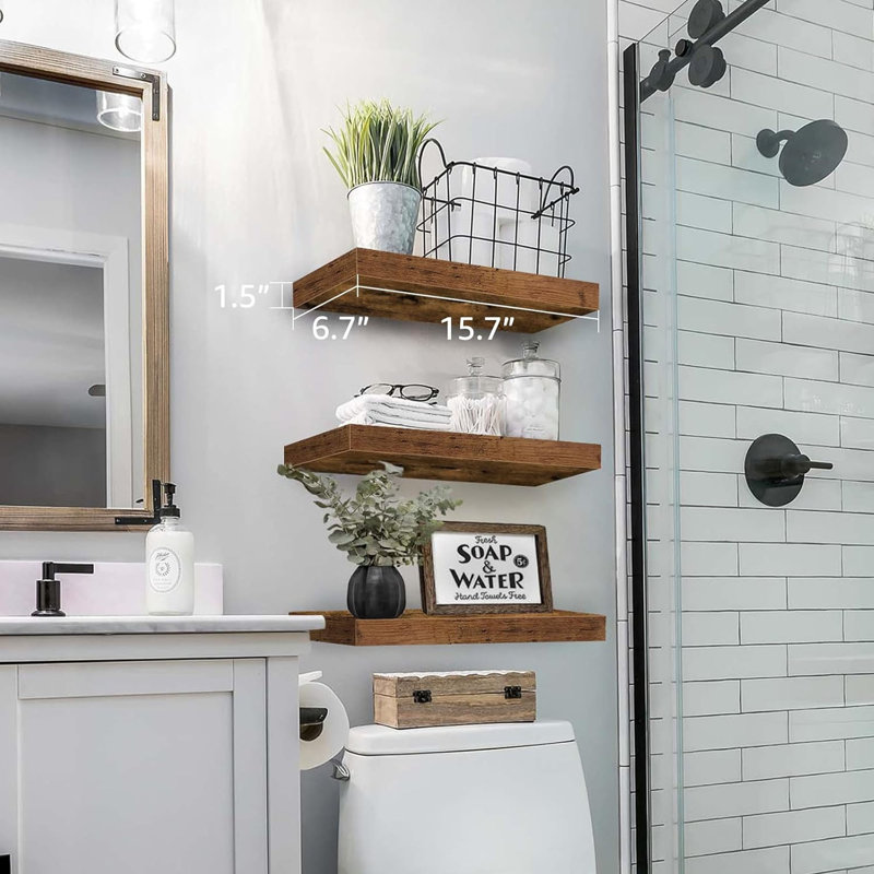 3 tablettes flottantes brun rustique