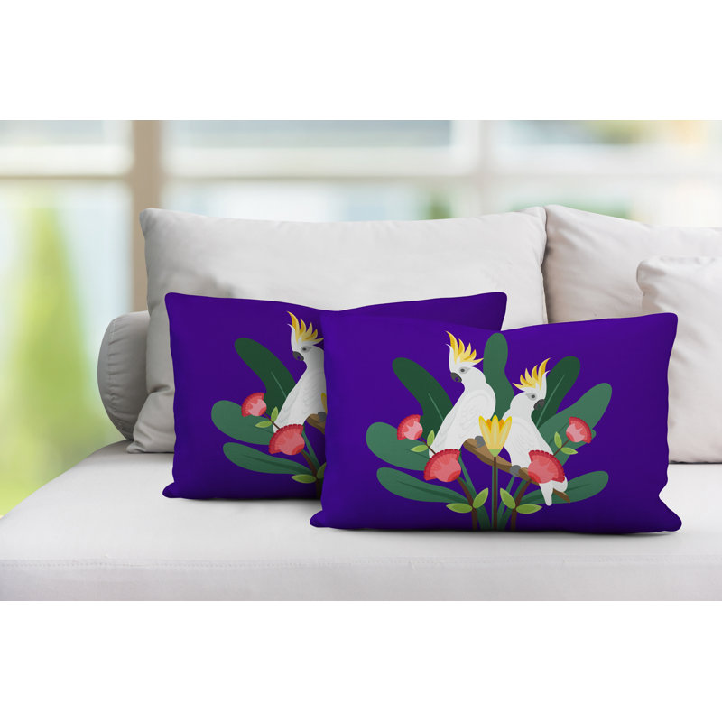 Coussin lombaire intérieur / extérieur Flocked Birds, Mauve