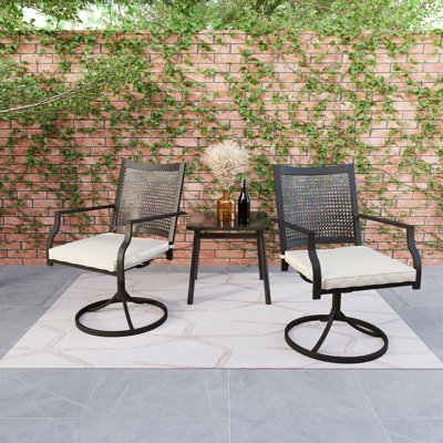 Chaises de salle à manger d'extérieur pivotantes en acier Cord coussin avec coussin