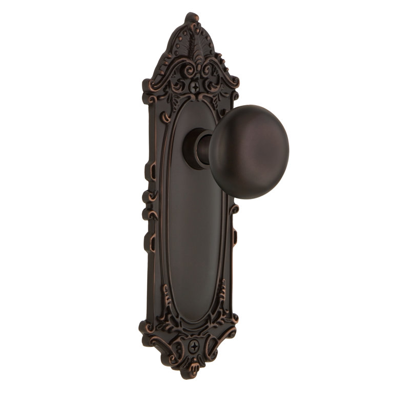 Plaque victorienne avec bouton de porte New York, Bronze intemporel, 2-3/8 po