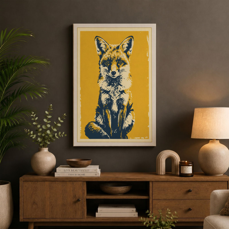 Fox in Repose Graphic - Wrapped Canvas, 30x20 - 76.2 x 50.8 cm, Sage Border