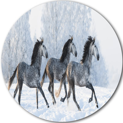 " Herd of Horses Run Across Snow " Print