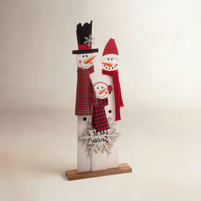 Wooden Snowman Family Porch Decor