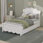 Lit plateforme en bois avec tête de lit en forme de fleur-971140864-971140865