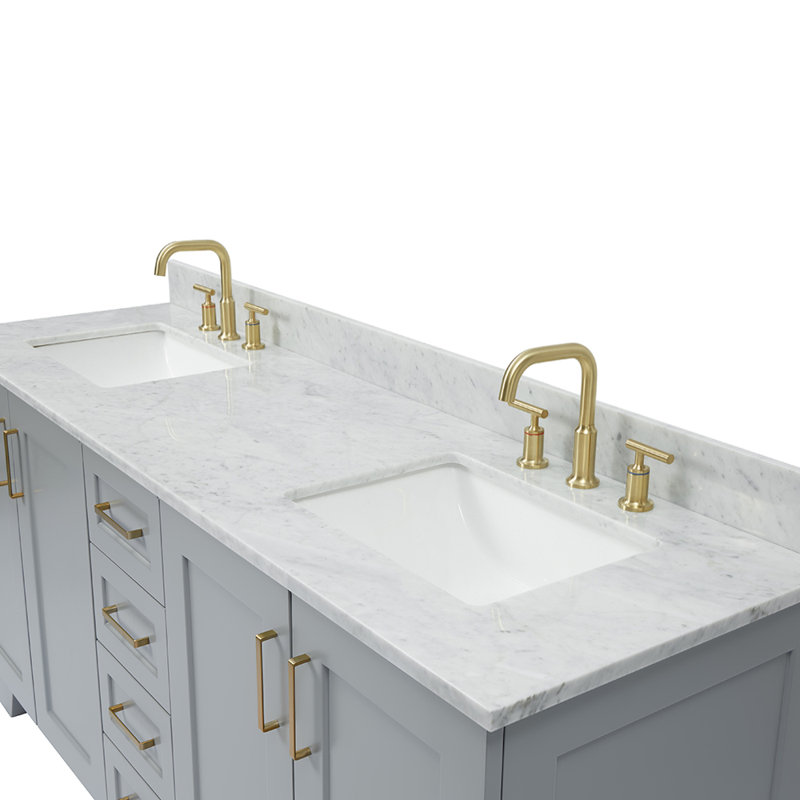 ARIEL TAYLOR 73 IN DOUBLE RECTANGLE SINK VANITY 2, Gray, Rectangular, 73"