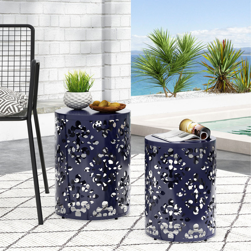 Metal S/2 End Table, Navy Blue