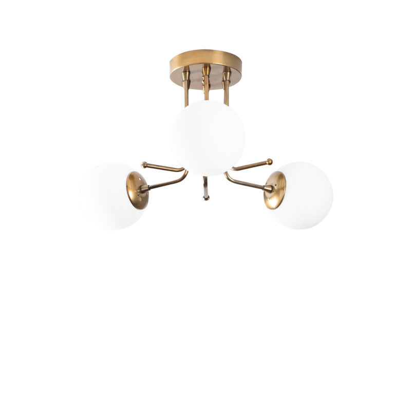 Lustre scandinave élégant, doré et blanc, 19,0 x 19,0 x 13,4 pouces | Corps en métal durable, 3 x douilles E27 de 40 W maximum | Élégant luminaire pour espaces de salon et de salle à manger modernes, classé IP20