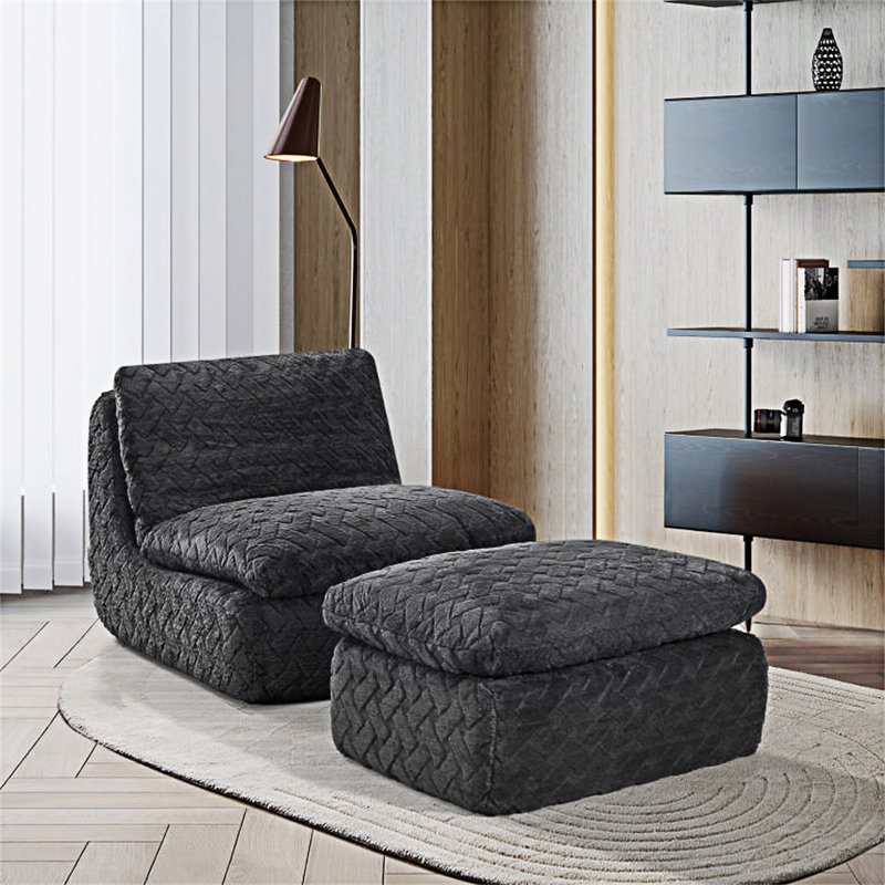 Compression Sofa Chair With Ottoman, Black