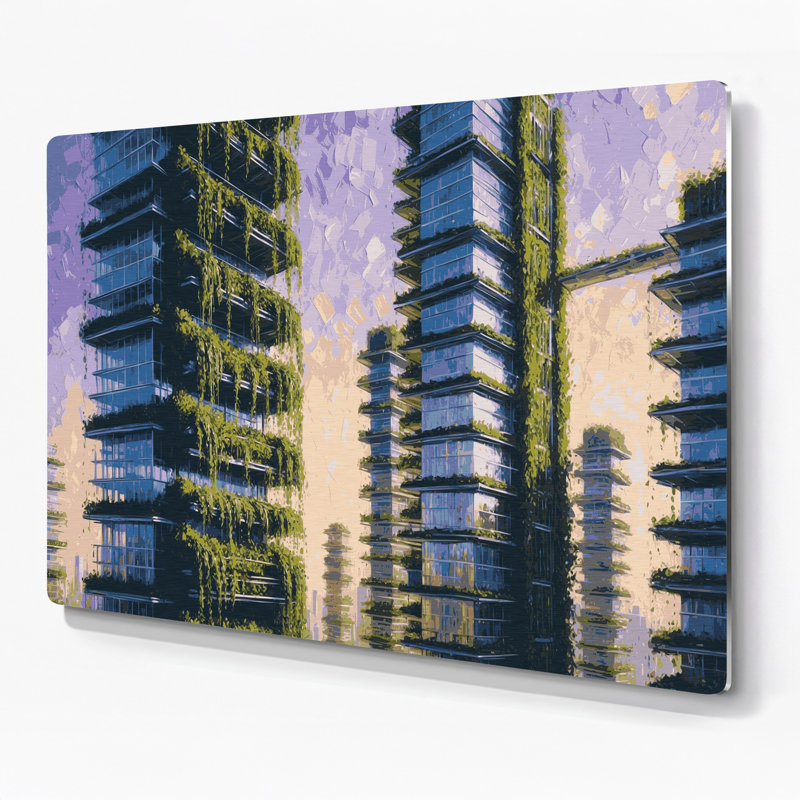 Art mural en métal bleu Sci Fi, H 240 po x l 360 po x P 0,05 po