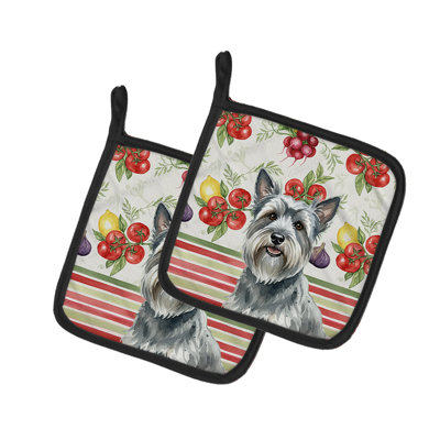 Gray Skye Terrier Vegetables Pair of Pot Holders
