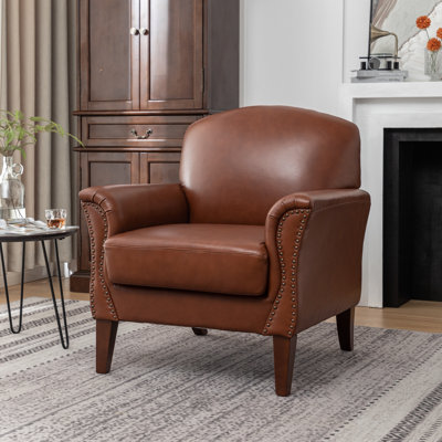 Shalisia 32'' Wide Upholstered Genuine Leather Armchair