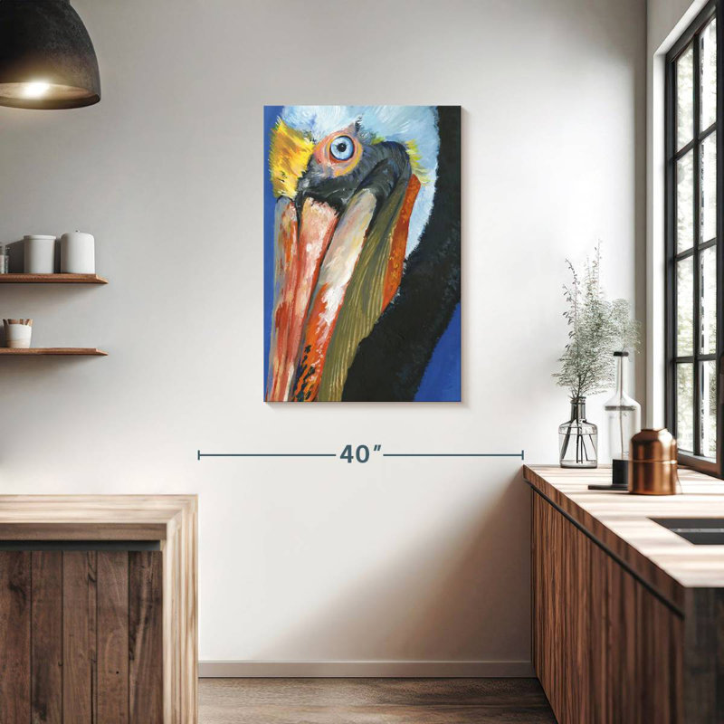 Pélican vibrant Brampt I, H 36 po x l 24 po