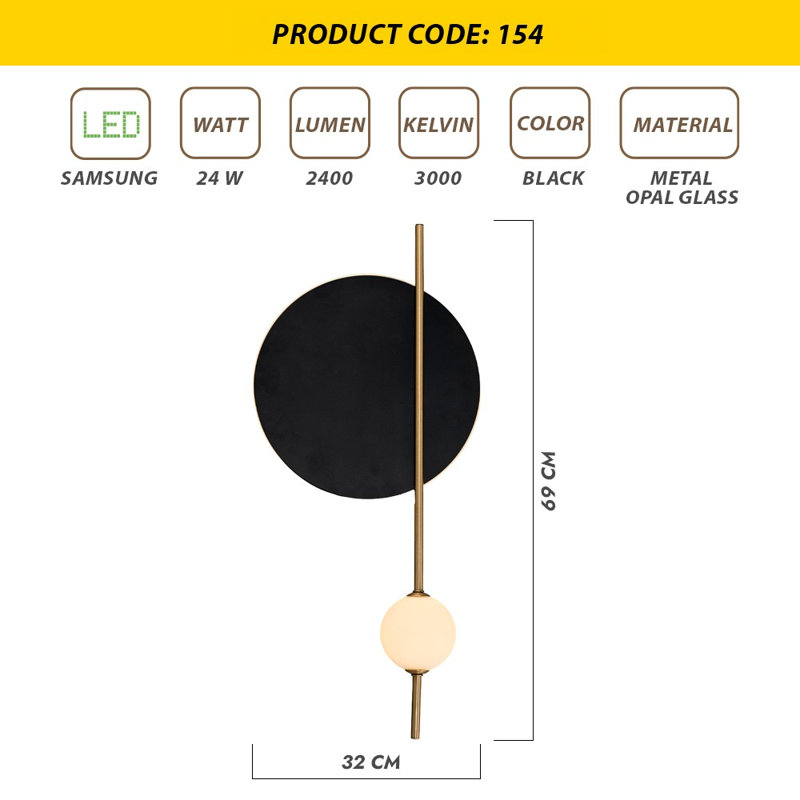 Metal LED Armed Sconce