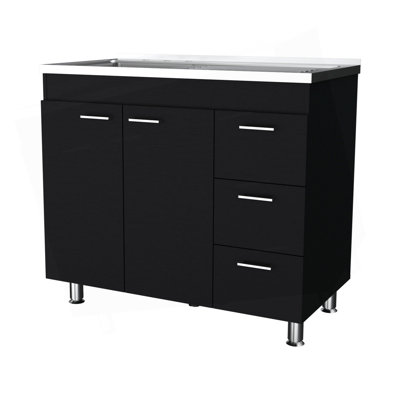 Wenge 2-Door 3-Drawer Kitchen Cabinet