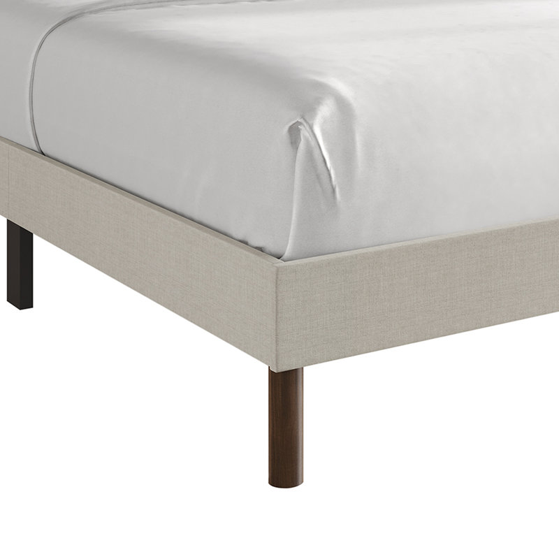 Linen Upholstered Wingback Bed , Full, Warm Gray