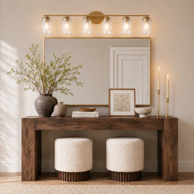 49.25" 6 - Light Dimmable Vanity Light with Glass Shade