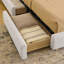 Structure de lit tapissier très grand de style moderne et minimaliste - Tissu de fil rond, tête de lit haute incurvée, support de pieds robuste et rangement à roulettes, matelas non inclus-209247912-209247895