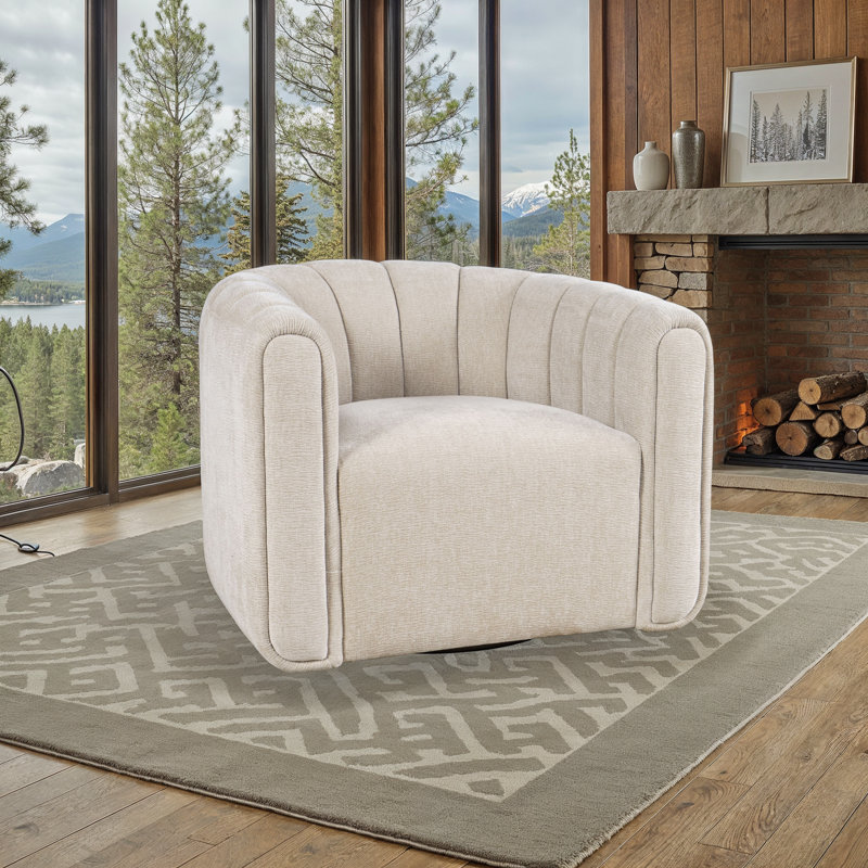 Fauteuil d'appoint rembourré et pivotant Grande Modern, Beige