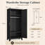 Armoire-penderie à porte miroir en métal noire 71 po, armoire de rangement multifonctionnelle pour vêtements de chambre à coucher avec rail de suspension et tablettes de rangement personnalisables