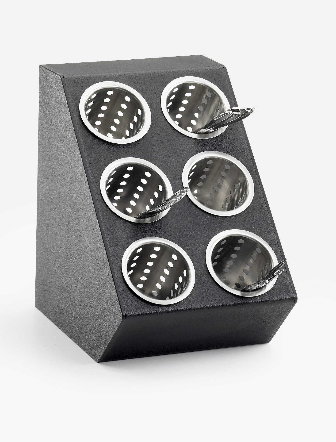 Cal-Mil Classic Black 6-Cylinder Vertical Flatware / Condiment Display ...