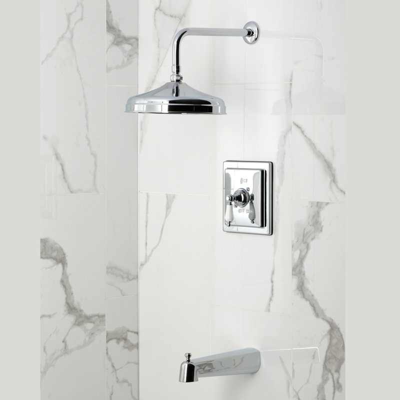 Robinet de baignoire et de douche à pression équilibrée à poignée simple Kingston Brass, Chrome poli
