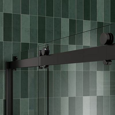 Porte de douche avec verre trempé 5/16 po, porte coulissante