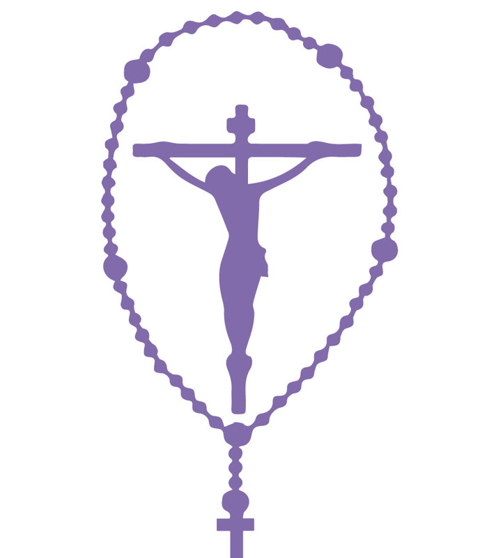 Décalcomanie murale crucifix rosary, H 30 po x l 15 po x P 0,01 po, Lavande