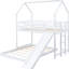 Lit superposé blanc au-dessus d'une chambre double avec glissade et construction solide, fini robuste, garde-corps robuste-374485666-374485668