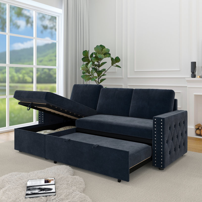 Sleeper Sofa Convertible Sofa Bed Sofa Arm Sofa Bed Couch Sleep Sofa Comfy Sofa Modern Sofa, Blue Chenille