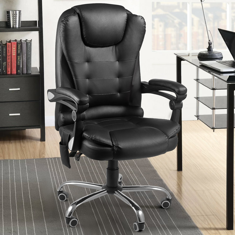 Inbox Zero Keivn Executive Chair with Headrest, Black