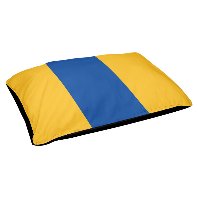 Coussin rectangulaire designer Miami, Petit (L 18 po x l 28 po), Or / bleu royal