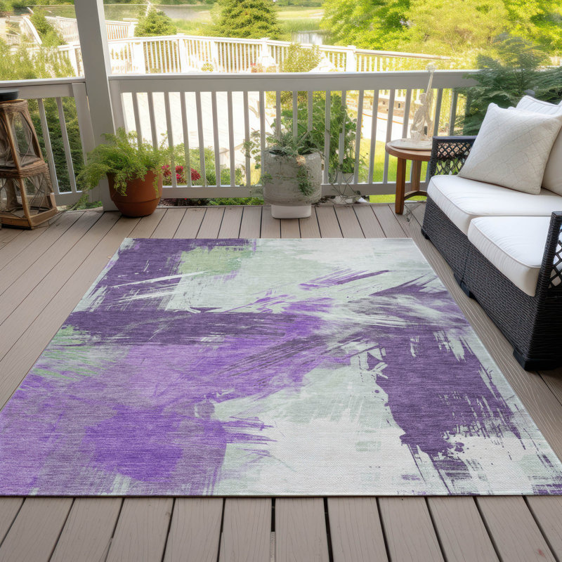 Tapis mauve intérieur / extérieur lavable à la machine Cinead ACN1711, Rectangle 10 pi x 14 pi