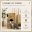 Lit surélevé pour chat PawHut avec trois cachettes et quatre coussins moelleux, niches pour chatons tissées à la main en plusieurs couches