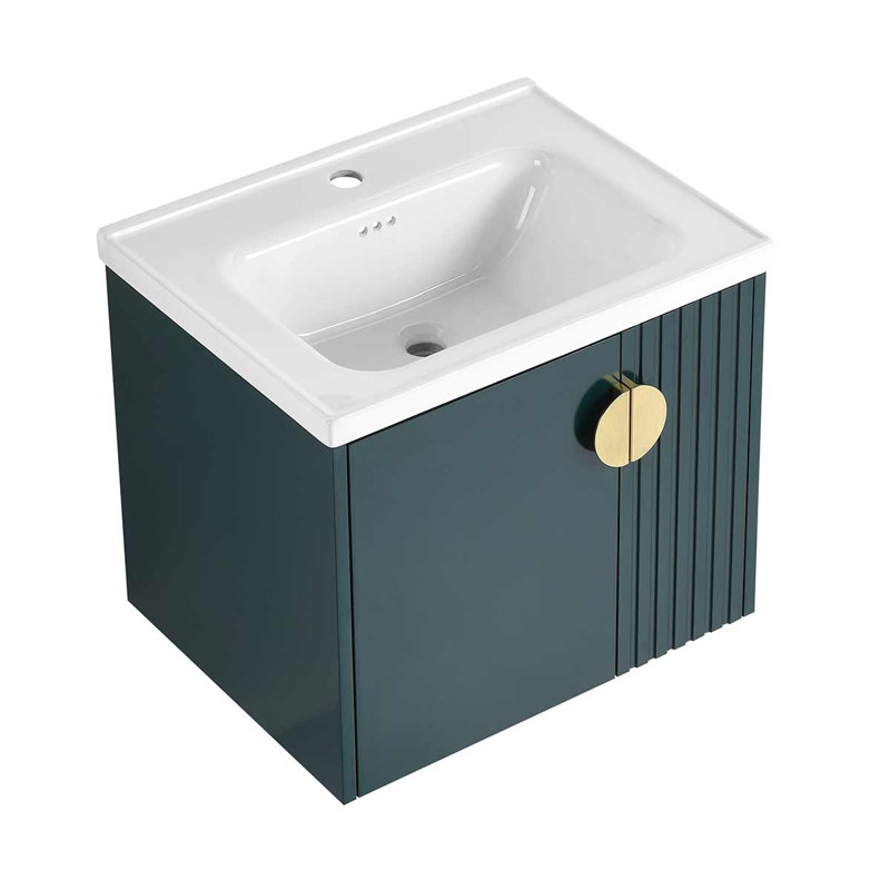 Meuble-lavabo 24 po avec lavabo en céramique pour petite salle de bain, Vert