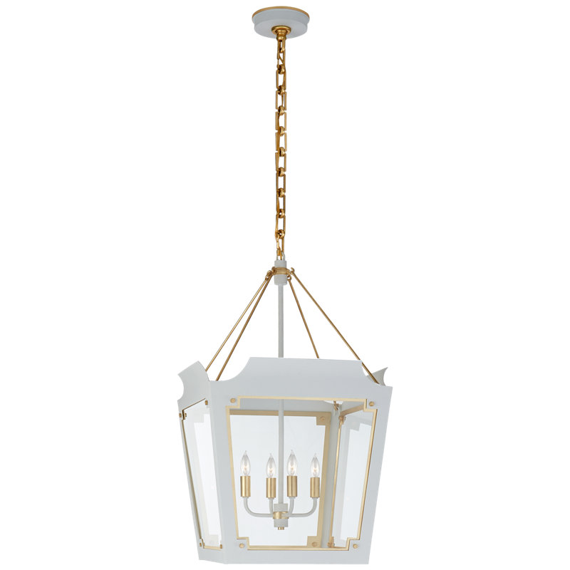 Julie Neill Caddo Medium Lantern, Soft White with Gold