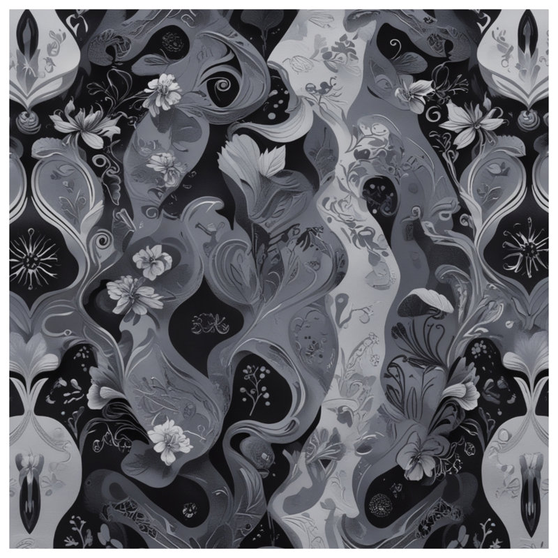 Coussins décoratifs noirs et blancs à motif floral, 14 X 14 pouces