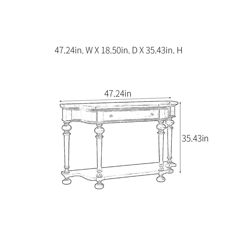 Rural Classical Console Table, Beige, 35.43" H x 47.24" W x 18.5" D
