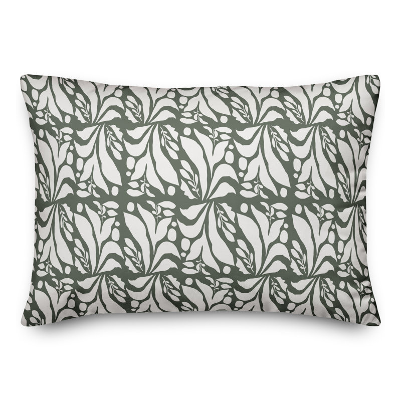 Floral Outdoor Reversible Throw Pillow, Sage, 14"H x 20"W