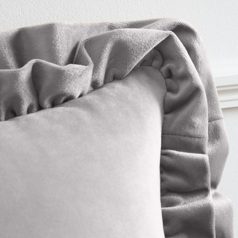So Soft Touch Double Frill Cushion Cover, Silver