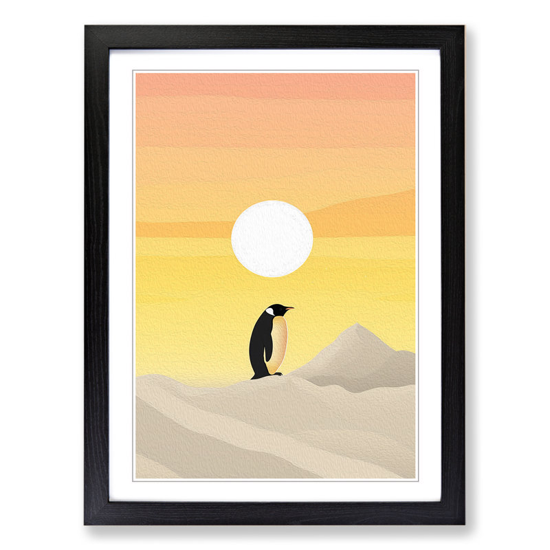 Penguin Minimalism Art - Framed Print, Black Framed, 34cm H x 25cm W x 2cm D