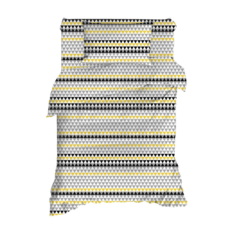 Ensemble de housse de couette 100% coton jaune / gris / noir Bagnell