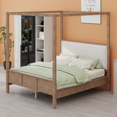 Canopy Platform Bed, with Upholstered Headboard