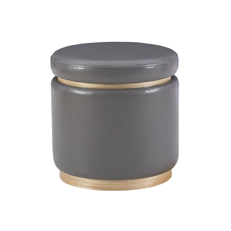 Addilynne Faux Leather Ottoman, Gray