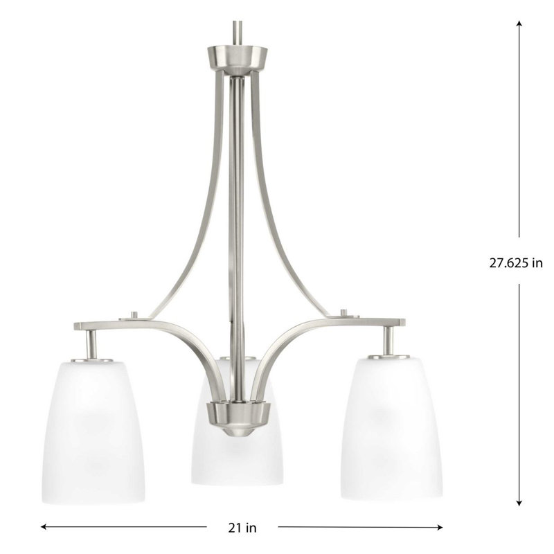 Lustre classique / traditionnel à 3 lumières Devi, Nickel brossé