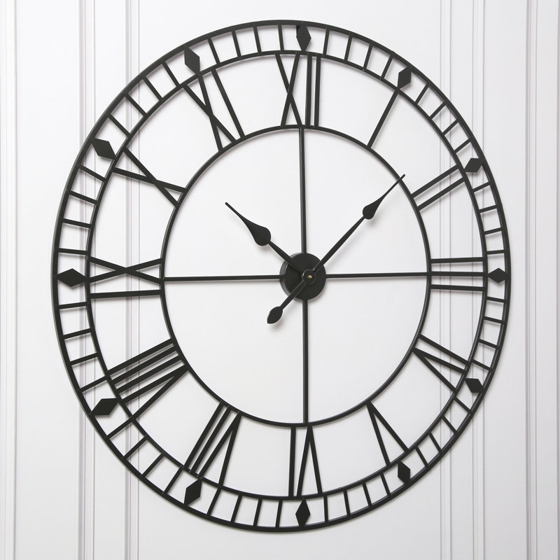 Elienor Iron Wall Clock, Black, 100cm H x 100cm W x 5cm D