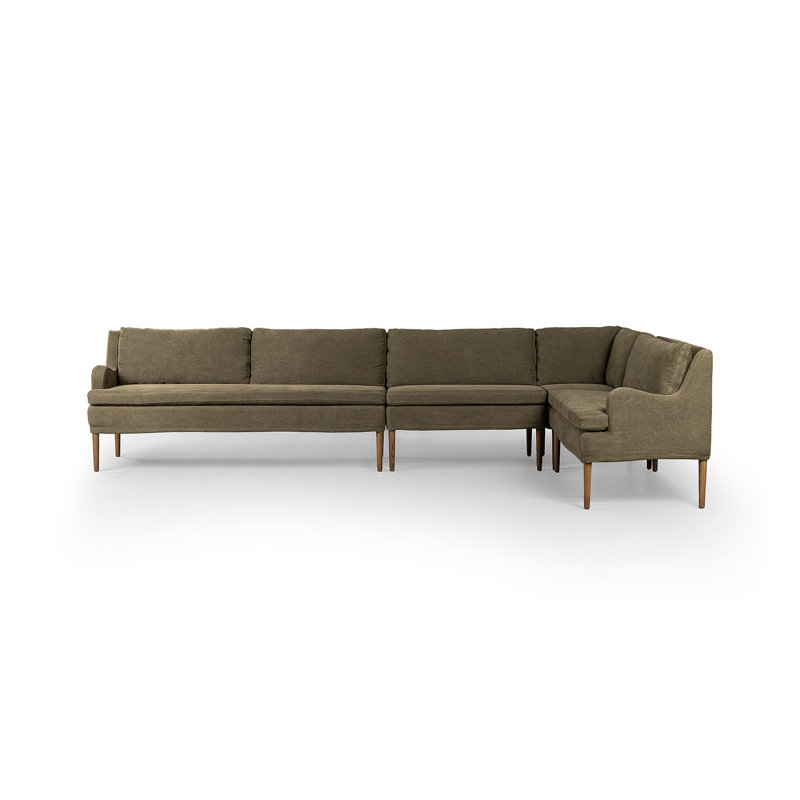 Aurelia 4-Piece Sectional, Right Hand Facing, Broadway Olive Linen, 34.5" H x 125" W x 76" D