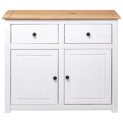 Sideboard 2-Drawer Cupboard Sideboard Buffet Cabinet Solid Pinewood by Loon Peak