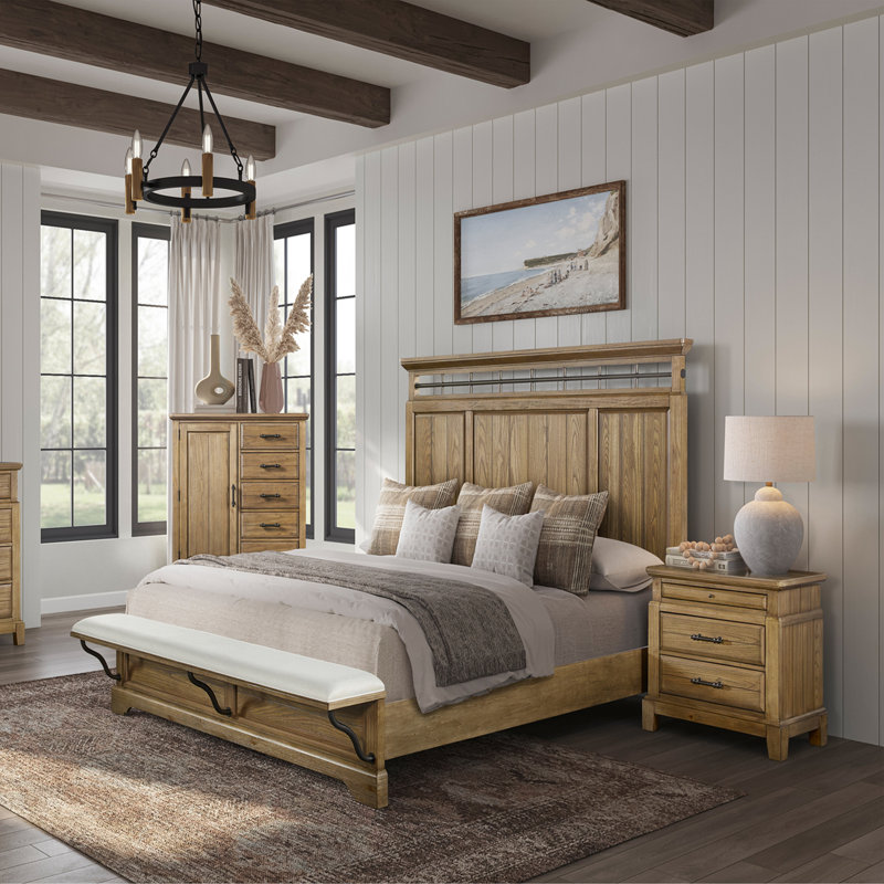 Lit à panneau avec banc, Très grand