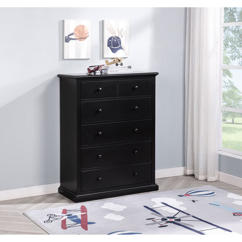 Commode de chambre 6 tiroirs Anzio, Noir