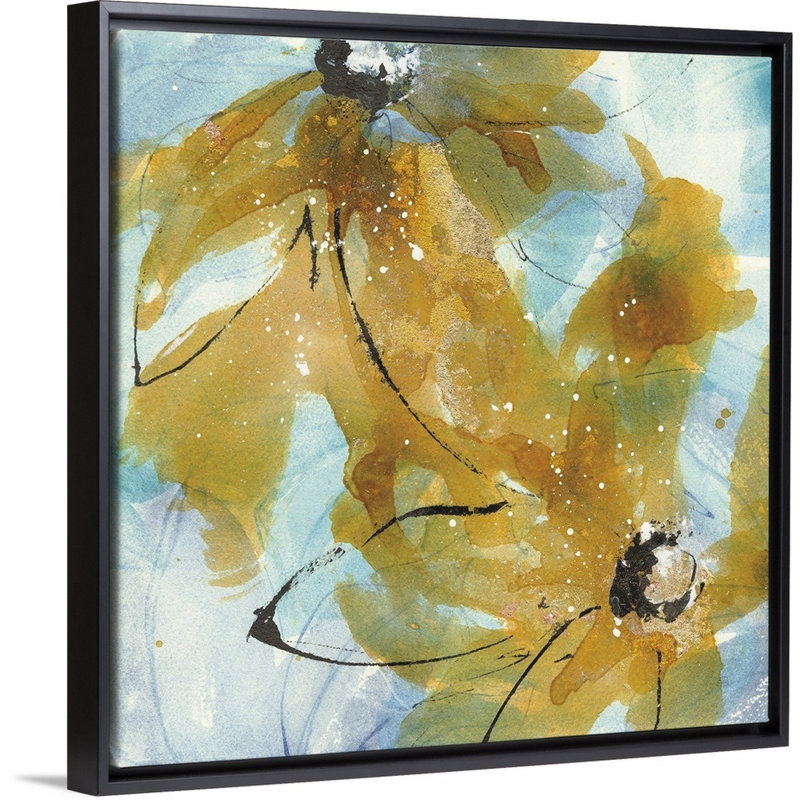 «Amber Blue I» par Chris Paschke, reproduction d'art graphique sur toile, H 32 po x l 32 po x P 1,75 po, Cadre flottant noir